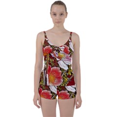 Flower Hostanamone Drawing Plant Tie Front Two Piece Tankini by Celenk