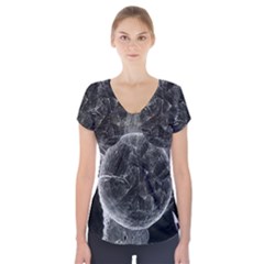 Space Universe Earth Rocket Short Sleeve Front Detail Top by Celenk