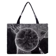 Space Universe Earth Rocket Zipper Medium Tote Bag by Celenk