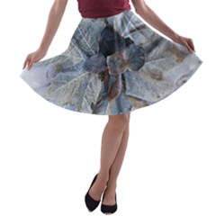 Winter Frost Ice Sheet Leaves A-line Skater Skirt by Celenk