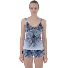 Winter Frost Ice Sheet Leaves Tie Front Two Piece Tankini