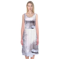 Winter Snow Ice Freezing Frozen Midi Sleeveless Dress by Celenk