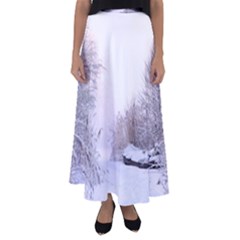 Winter Snow Ice Freezing Frozen Flared Maxi Skirt by Celenk