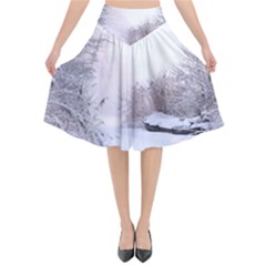 Winter Snow Ice Freezing Frozen Flared Midi Skirt by Celenk