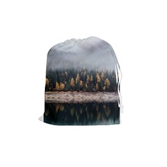 Trees Plants Nature Forests Lake Drawstring Pouches (medium)  by Celenk