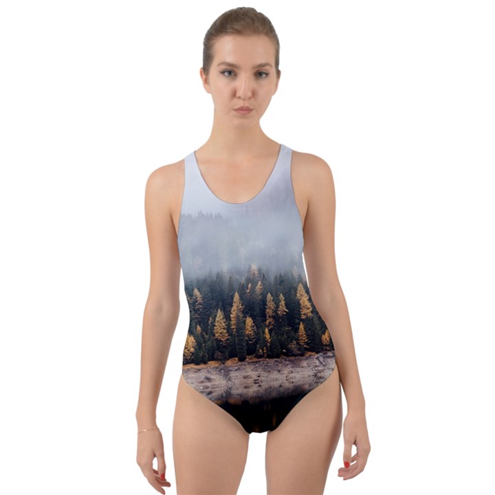 Trees Plants Nature Forests Lake Cut-Out Back One Piece Swimsuit