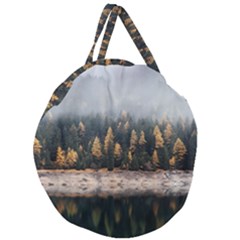 Trees Plants Nature Forests Lake Giant Round Zipper Tote