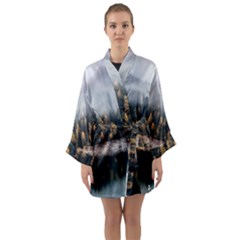 Trees Plants Nature Forests Lake Long Sleeve Kimono Robe