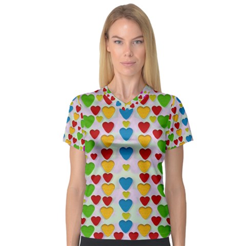 So Sweet And Hearty As Love Can Be V-neck Sport Mesh Tee by pepitasart