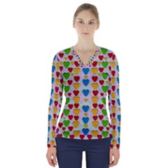 So Sweet And Hearty As Love Can Be V-neck Long Sleeve Top by pepitasart