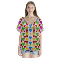 So Sweet And Hearty As Love Can Be V-neck Flutter Sleeve Top by pepitasart