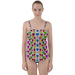 So Sweet And Hearty As Love Can Be Twist Front Tankini Set by pepitasart