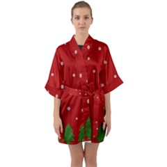 Christmas Pattern Quarter Sleeve Kimono Robe by Valentinaart