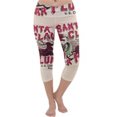 Vintage Santa Claus  Capri Yoga Leggings by Valentinaart