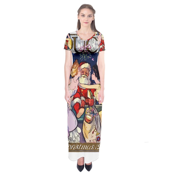 Vintage Santa Claus  Short Sleeve Maxi Dress