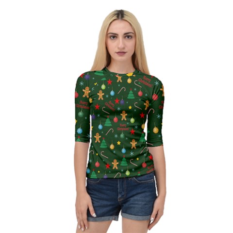 Christmas Pattern Quarter Sleeve Raglan Tee by Valentinaart