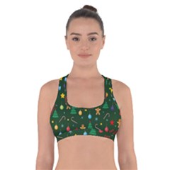 Christmas Pattern Cross Back Sports Bra by Valentinaart