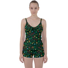 Christmas Pattern Tie Front Two Piece Tankini by Valentinaart