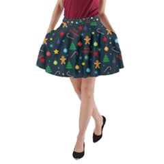 Christmas Pattern A-line Pocket Skirt by Valentinaart