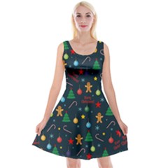 Christmas Pattern Reversible Velvet Sleeveless Dress by Valentinaart