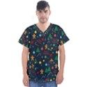 Christmas pattern Men s V-Neck Scrub Top View1