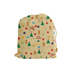 Christmas Pattern Drawstring Pouches (large)  by Valentinaart