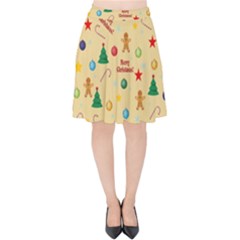 Christmas Pattern Velvet High Waist Skirt by Valentinaart