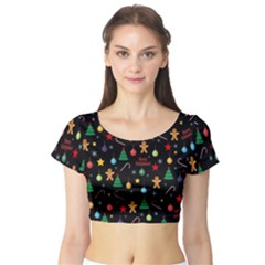 Christmas pattern Short Sleeve Crop Top