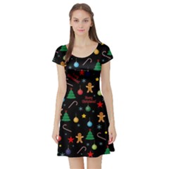 Christmas pattern Short Sleeve Skater Dress