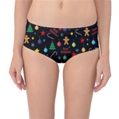 Christmas pattern Mid-Waist Bikini Bottoms