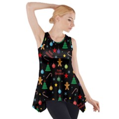 Christmas pattern Side Drop Tank Tunic