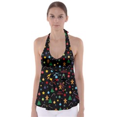 Christmas pattern Babydoll Tankini Top