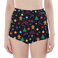 Christmas pattern High-Waisted Bikini Bottoms