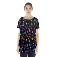 Christmas pattern Skirt Hem Sports Top