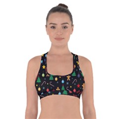 Christmas pattern Cross Back Sports Bra