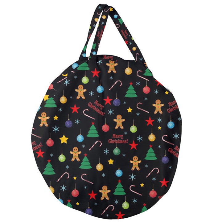 Christmas pattern Giant Round Zipper Tote