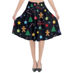 Christmas pattern Flared Midi Skirt