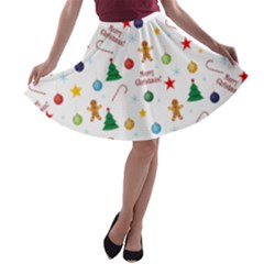 Christmas Pattern A-line Skater Skirt by Valentinaart