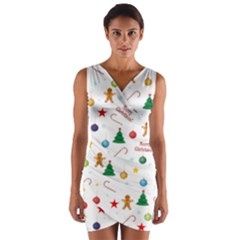 Christmas Pattern Wrap Front Bodycon Dress by Valentinaart