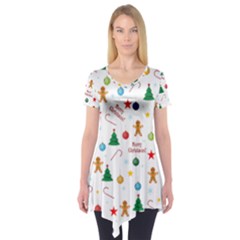 Christmas Pattern Short Sleeve Tunic  by Valentinaart