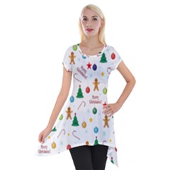 Christmas Pattern Short Sleeve Side Drop Tunic by Valentinaart