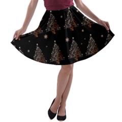 Christmas Tree - Pattern A-line Skater Skirt by Valentinaart