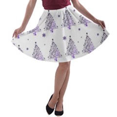 Christmas Tree - Pattern A-line Skater Skirt by Valentinaart