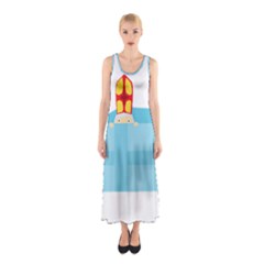 Funny Cute Kids Art St Nicholas St  Nick Sinterklaas Hiding In A Gift Box Sleeveless Maxi Dress by yoursparklingshop