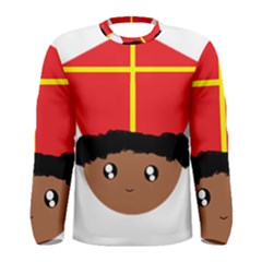 Cutieful Kids Art Funny Zwarte Piet Friend Of St  Nicholas Wearing His Miter Men s Long Sleeve Tee by yoursparklingshop