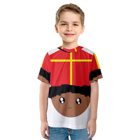 Cutieful Kids Art Funny Zwarte Piet Friend Of St  Nicholas Wearing His Miter Kids  Sport Mesh Tee by yoursparklingshop