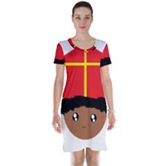 Cutieful Kids Art Funny Zwarte Piet Friend Of St  Nicholas Wearing His Miter Short Sleeve Nightdress by yoursparklingshop