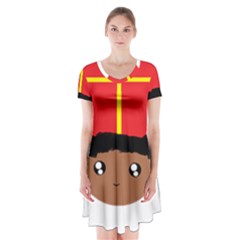 Cutieful Kids Art Funny Zwarte Piet Friend Of St  Nicholas Wearing His Miter Short Sleeve V-neck Flare Dress by yoursparklingshop