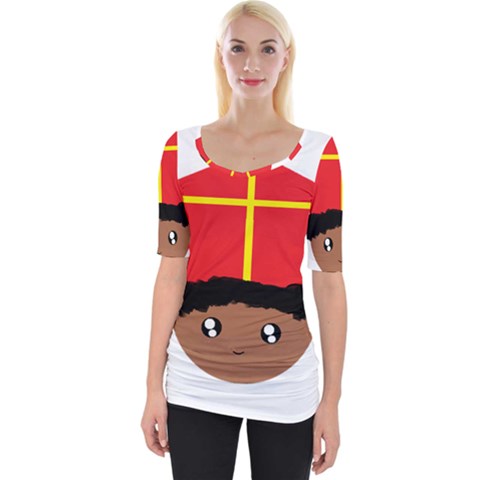 Cutieful Kids Art Funny Zwarte Piet Friend Of St  Nicholas Wearing His Miter Wide Neckline Tee by yoursparklingshop