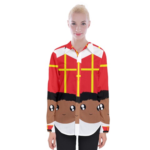 Cutieful Kids Art Funny Zwarte Piet Friend Of St  Nicholas Wearing His Miter Womens Long Sleeve Shirt by yoursparklingshop